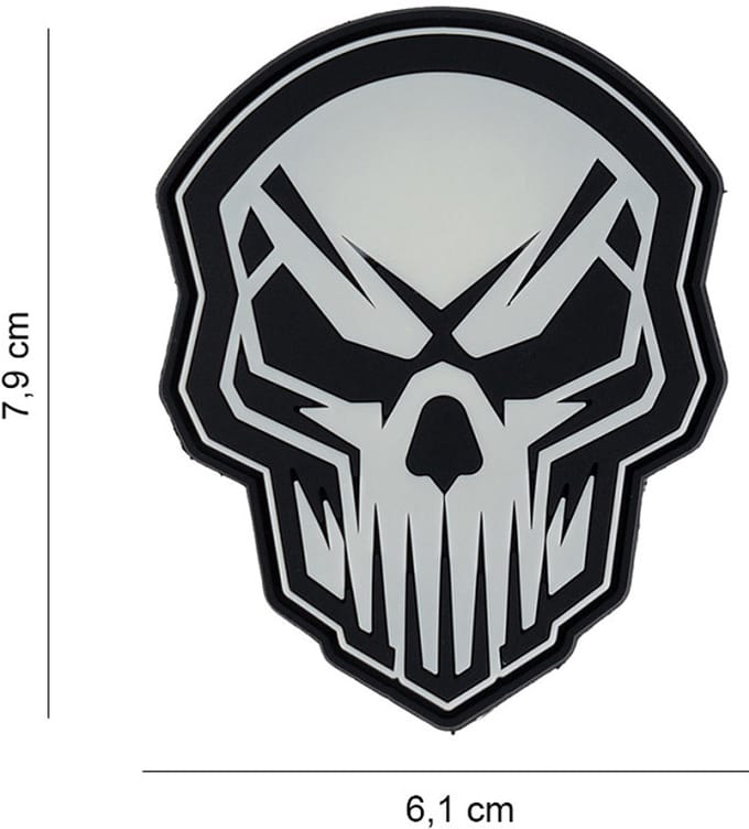 Embleem 3D PVC Angry skull glow in the dark #9062
