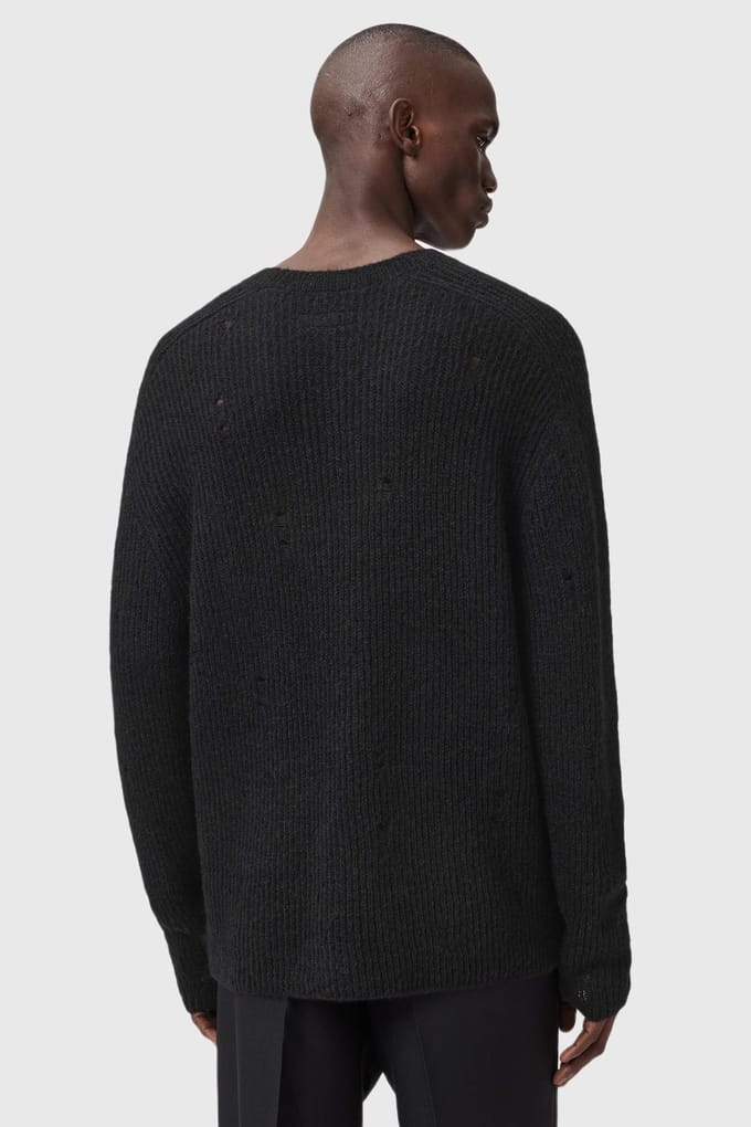 AllSaints Edgin Crew Black Größe: S | Pullover Outlet | Herren | Schwarz