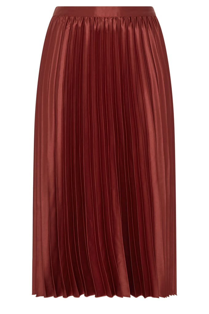 Yours London Roestoranje Geplooide Satijnen Rok Size 52