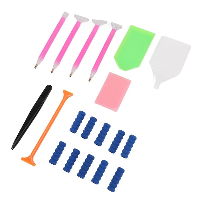 19 STUKS Diamantschilderij Gereedschap Set Verhoog de Efficiëntie Strass Schilderen Accessoires voor Beginners pink