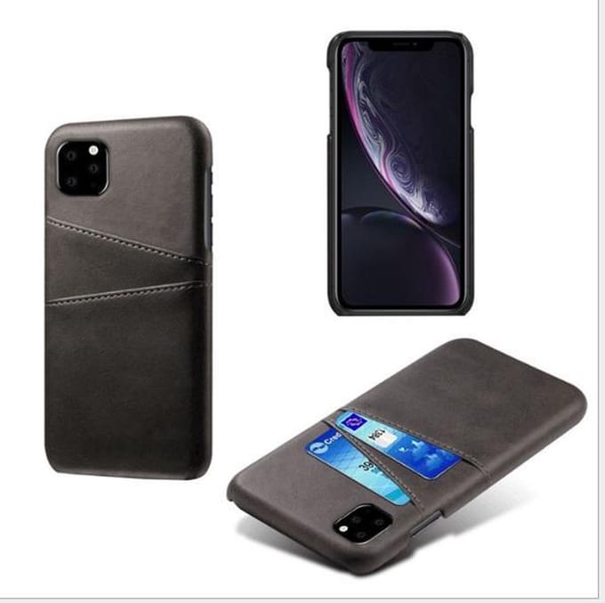 Back Cover met Opbergvakjes + PET Screenprotector voor iPhone 11 Pro Max _ Zwart
