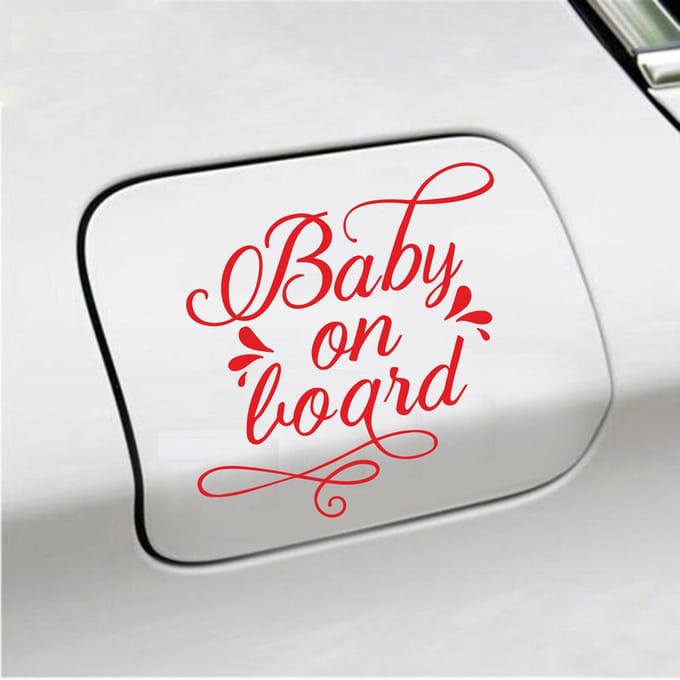 Bumpersticker - Baby On Board - 12,1 X 13,1 - Rood