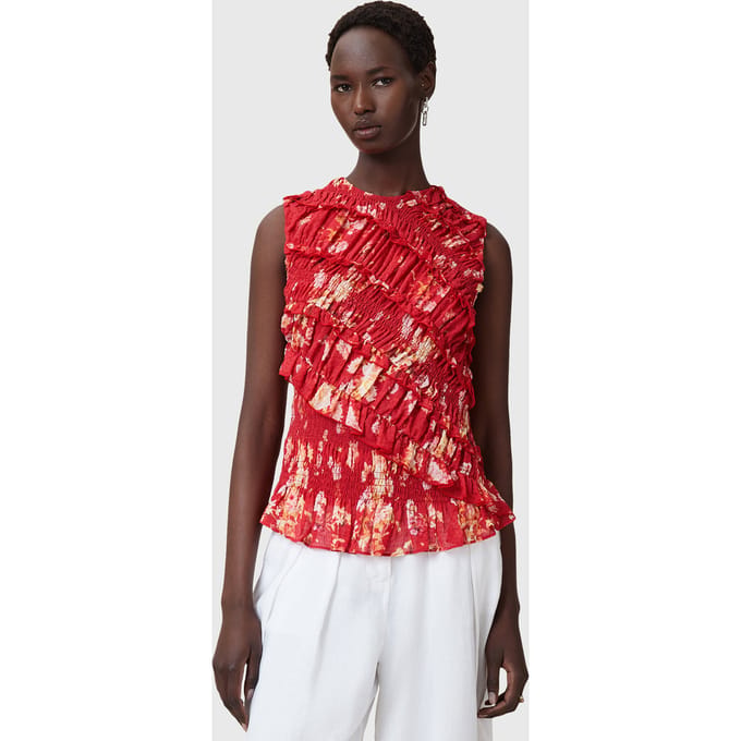 AllSaints Nysa Top Armada Red Größe: 2 | Blusen Outlet | Damen | Rot