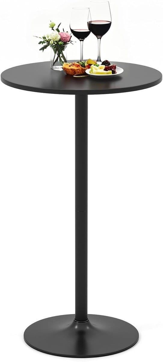 Verstelbare Ronde Bartafel 56-101,5 cm - Moderne Statafel en Bistrotafel - Zwart