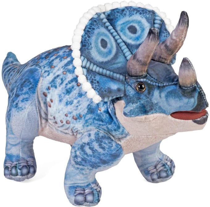 Wild Republic dinosaurus knuffel - Triceratops - blauw - 43 cm - pluche - dino knuffels