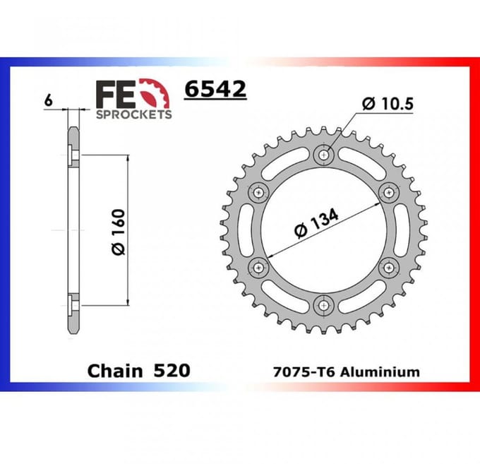 Achtertandwiel FE voor motor Honda 1000 CBR RR R FIREBLADE 2021 tot 2023