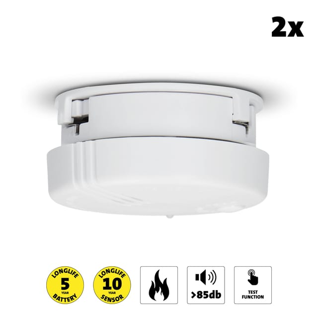 Rookmelder Alecto mini 2 stuks met 5 jaar batterij SA102 wit