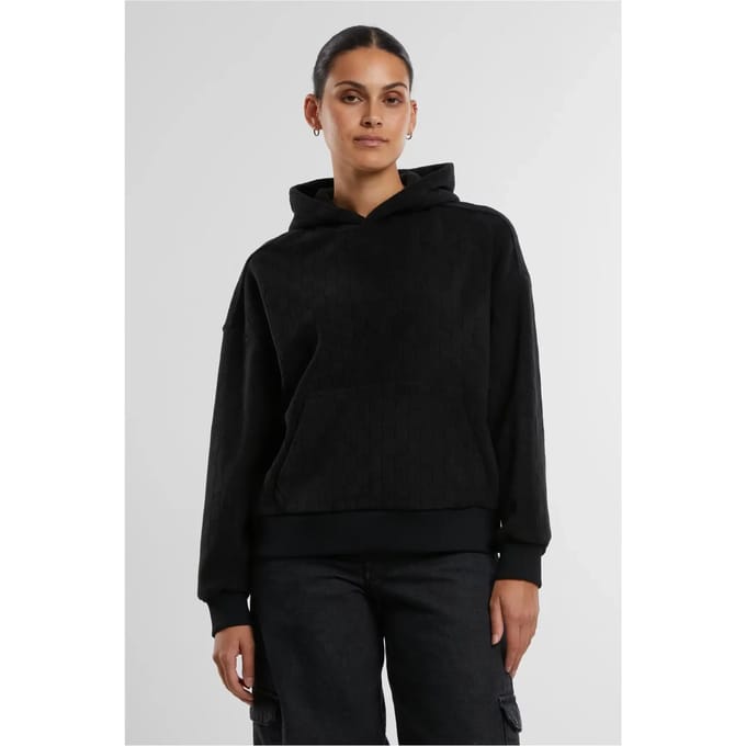 Urban Classics - Jacquard Velvet Oversized Hoodie/trui - 5XL - Zwart