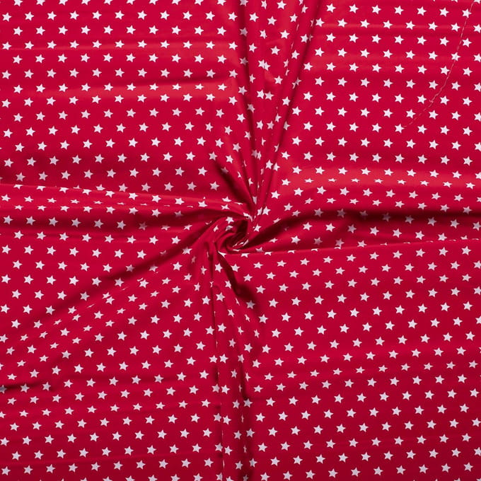 Katoen stof - Grote Sterren - 140cm breed - Rood - 10 meter