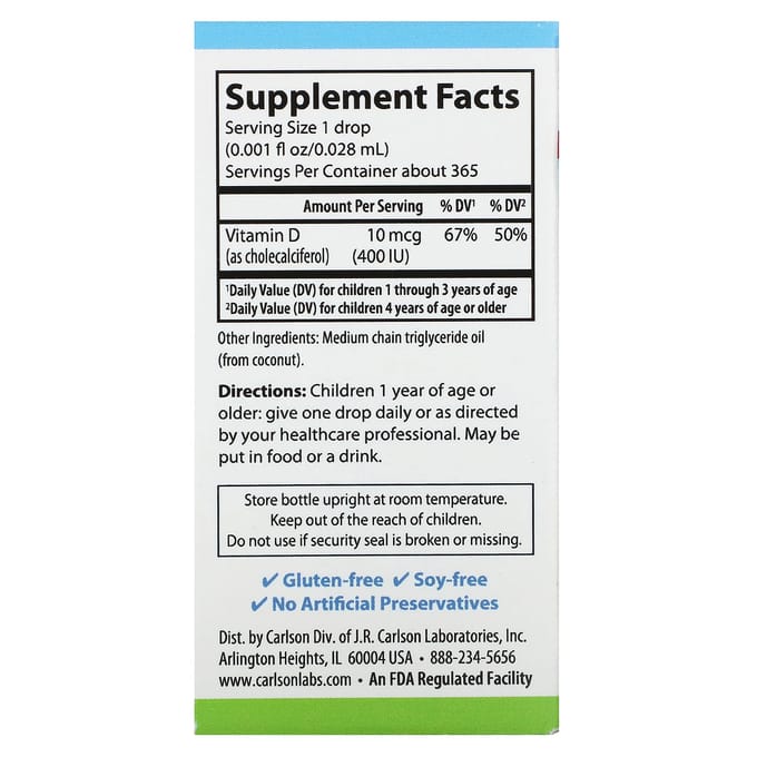 Kinderen Super Daily® D3, 10Mcg(400Iu), 10,3 ml(0.35 fl oz)