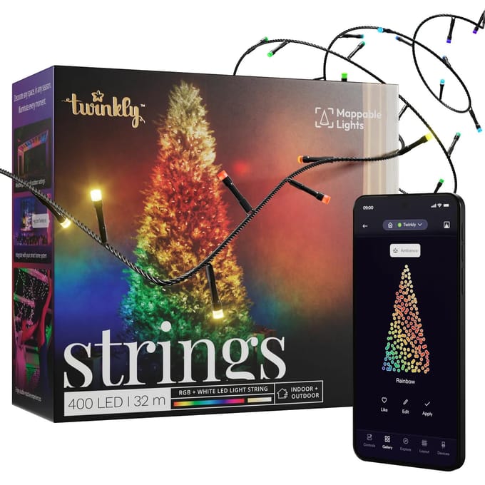 Guirlande Twinkly 400 LED RGBW Fil Noir/Prise F (Type UE)
