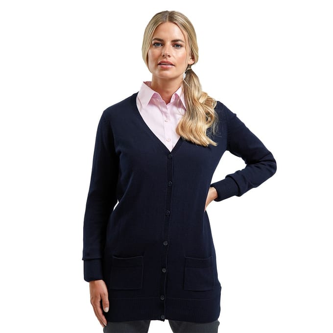 Premier Dames/Dames Longline V Hals Vest (Marine)