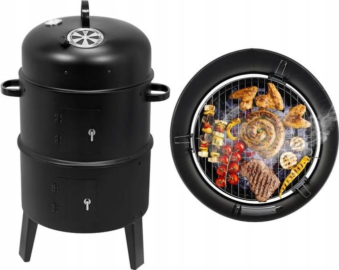 LUND Smoker Verticale Rookoven 80 cm Smoker Barbecue met Dubbele Kamer, Thermometer & Luchtregeling