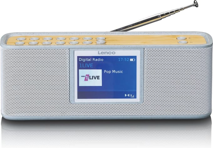 Lenco PDR-046GY - Eco DAB Radio met Bluetooth - Wit/Bamboe