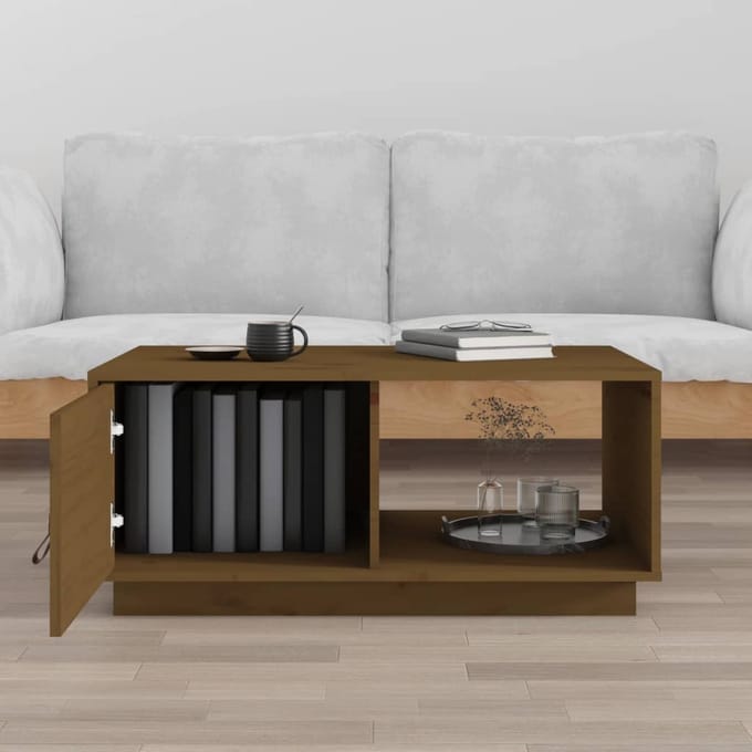 vidaXL - Salontafel - 80x50x35,5 - cm - massief - grenenhout - honingbruin