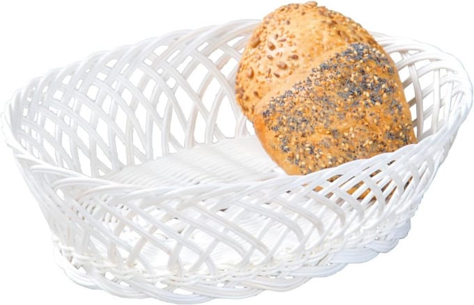 Ovale kunststof broodmand 31 x 23,5 x 8,5 cm - wit