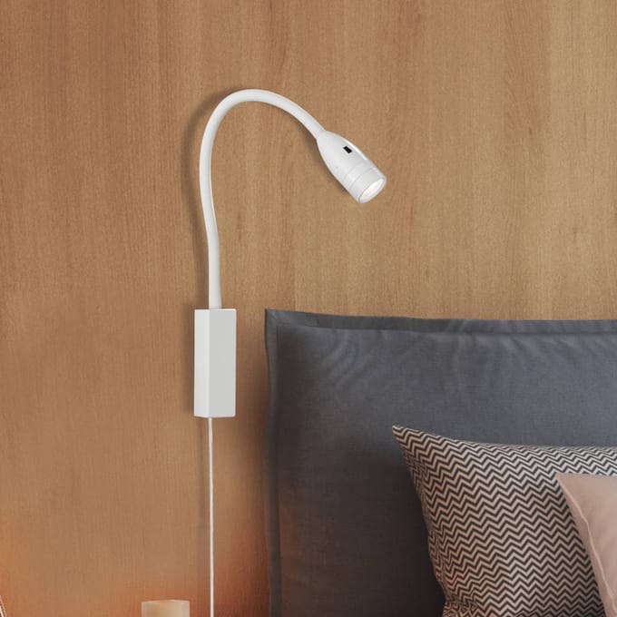 FISCHER & HONSEL LED wandlamp Sten, wit, hoogte 61 cm, bewegingsgestuurd