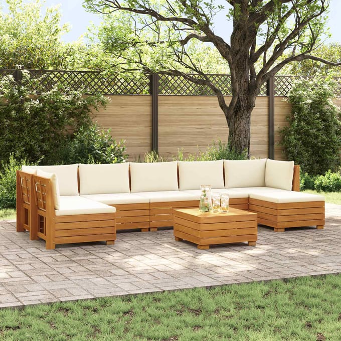vidaXL - 8 - st - Buiten - bank - set - Massief - Acacia - Hout - Bruin
