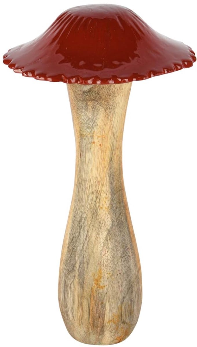 Dekoratief | Paddenstoel, rood/naturel, hout, 12x12x23cm | A258212