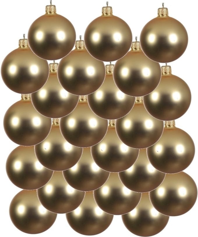 Decoris kerstballen - 24x - goud - 8 cm - glas - mat - velvet - kerstversiering