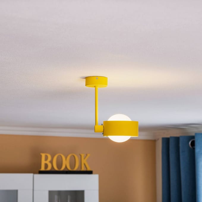 Argon Plafondlamp Mado van staal, geel, 1-lamp