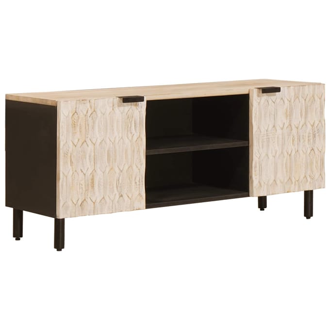 vidaXL - TV - Kast - Witte - Was - Afwerking - 105 - x - 33 - x - 46 - cm - Massief - Mango - Hout