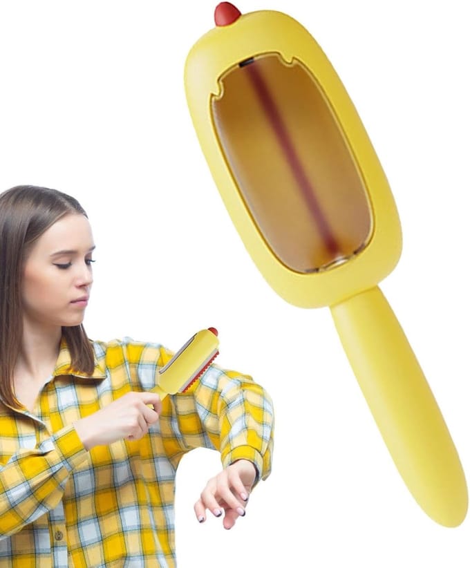 Pluizenroller Kleding - Stofverwijderaar - Snel Reinigen - Herbruikbaar Ontwerp - 22.5 cm - Geel