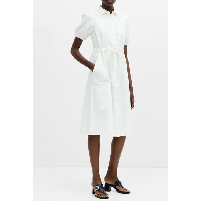 French Connection Chambray Button Tie Dress M Ecru Taglia: 6 | Abiti in T-Shirt Outlet | Donna | Marrone