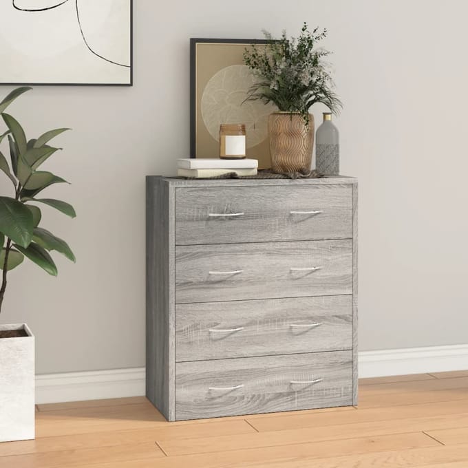 vidaXL - Dressoir - met - 4 - lades - 60x30,5x71 - cm - grijs - sonoma