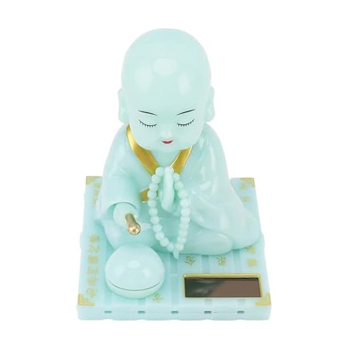 Klein Monnik Figuur Zonne-Ornament Auto Knikkend Kloppende Boeddha Beeld Speelgoed voor Autodashboard white