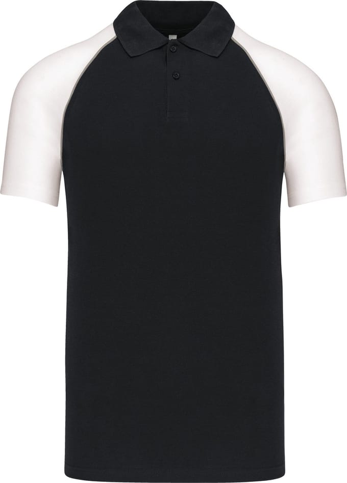 Herenpolo 'Baseball' korte mouwen Black/White - L