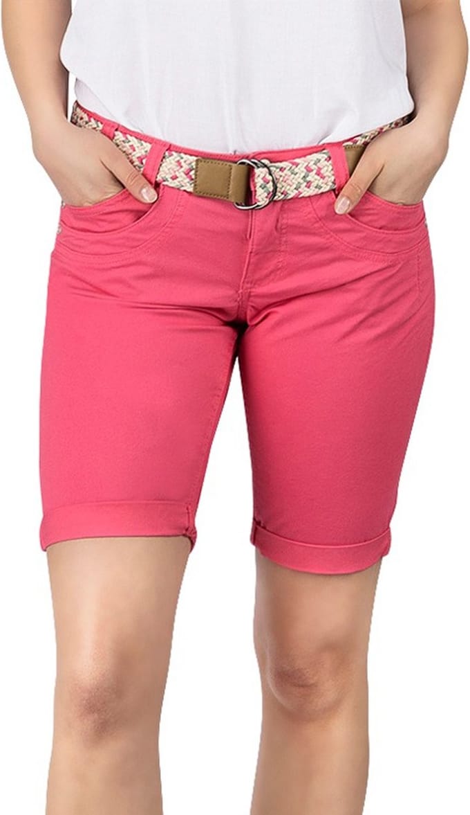DENIMFY Dames Short DFPia regular/straight Roze S Volwassenen Bermuda met riem