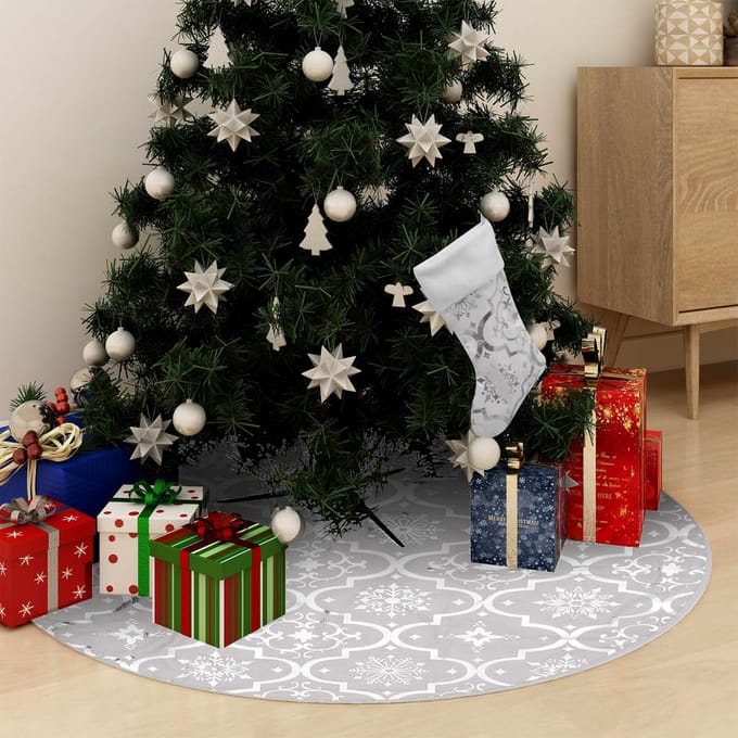 vidaXL - Kerstboomrok - luxe - met - sok - 90 - cm - stof - wit