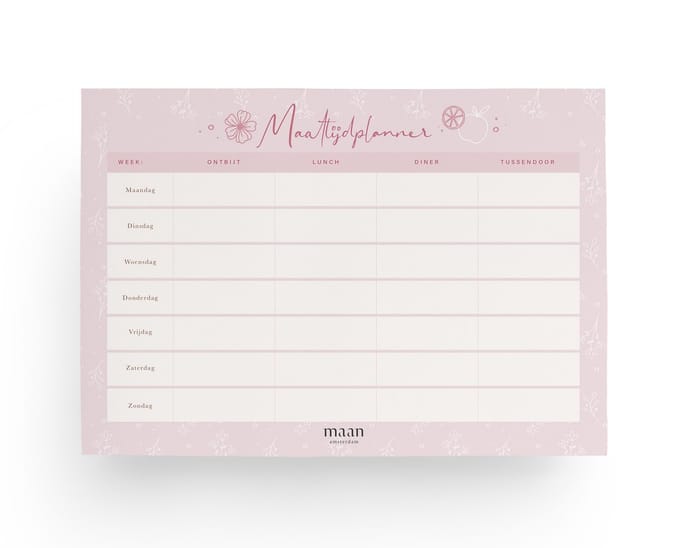 Maan Amsterdam - Maaltijdplanner - A4 - notitieblok voor dagmenu per week - eetplanner - 50 afscheurbare vellen