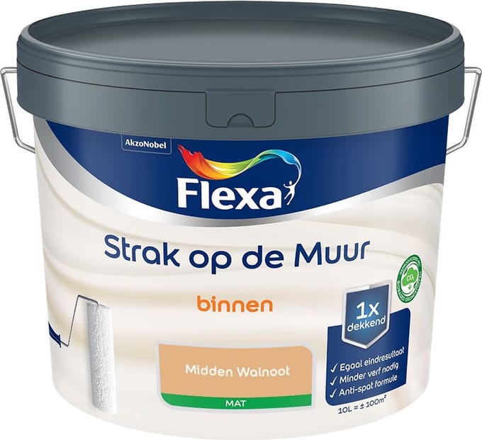 Flexa - Strak Op De Muur Binnen Mat - Midden Walnoot - Mengverf - 10 L