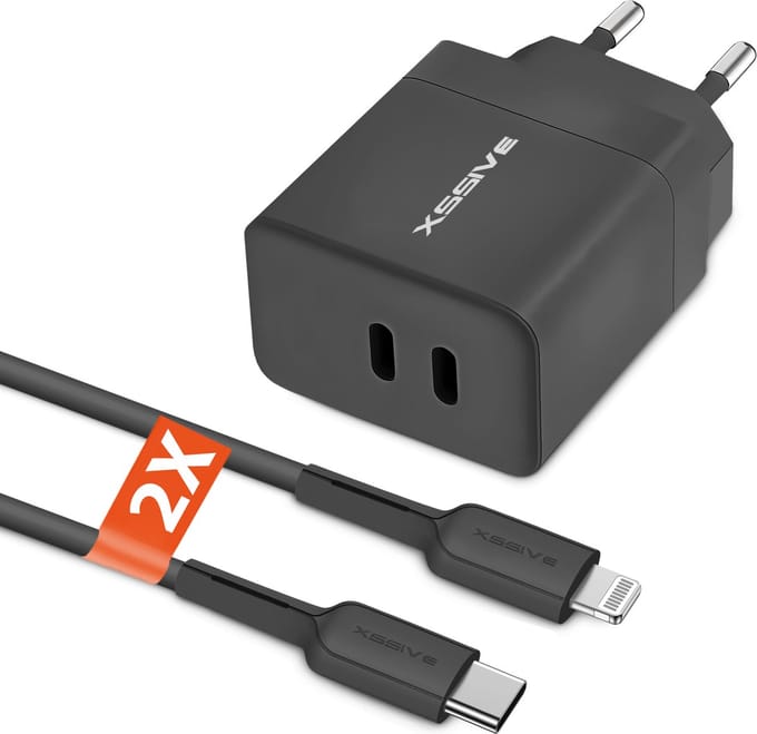 35W Power Adapter + 2x Geschikt voor iPhone Kabel USB C - 1 Meter