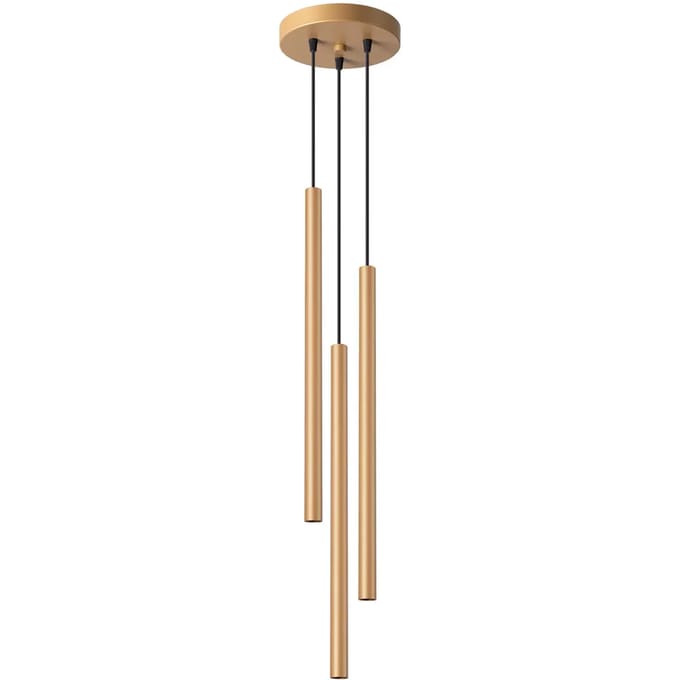 Hanglamp PASTELO 3P met 3 buiskappen op ronde rozet - Sollux Lighting - IP20 - Goud staal behuizing - 20 x 20 x 115 cm - 3 x G9 LED, exclusief lichtbron - 3 x 8 W - Moderne hanglamp voor woonkamer, slaapkamer en eetkamer