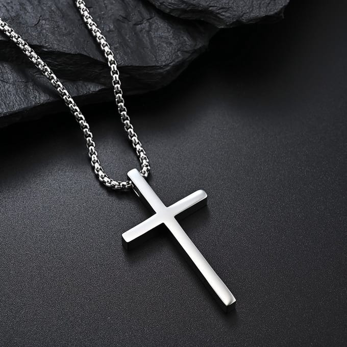 VANDAAG VERZONDEN - Ketting - Cor&Sinho® - Staal - Kruis 5cm - Christelijk - Bijbeltekst