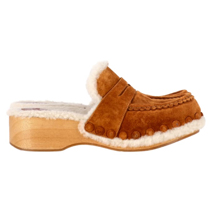 Chloé Joy Slippers In Bruin Suède