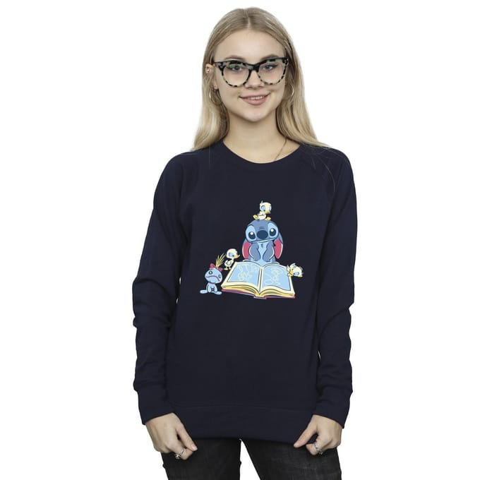 Disney Dames/Dames Lilo & Stitch Boek Lezen Sweatshirt (Marineblauw)