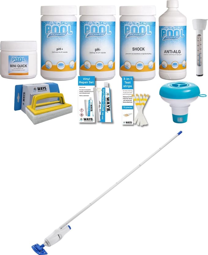 WAYS - Zwembad Onderhoud - Pakket Small Deluxe & Oplaadbare zwembad stofzuiger