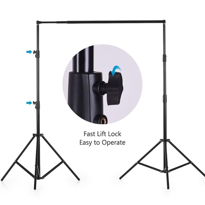 Andoer 2.8 * 3m/9.2 * 10ft Support de Fond de Studio Support Alliage d'Aluminium Réglable Photographie 2x3m noir