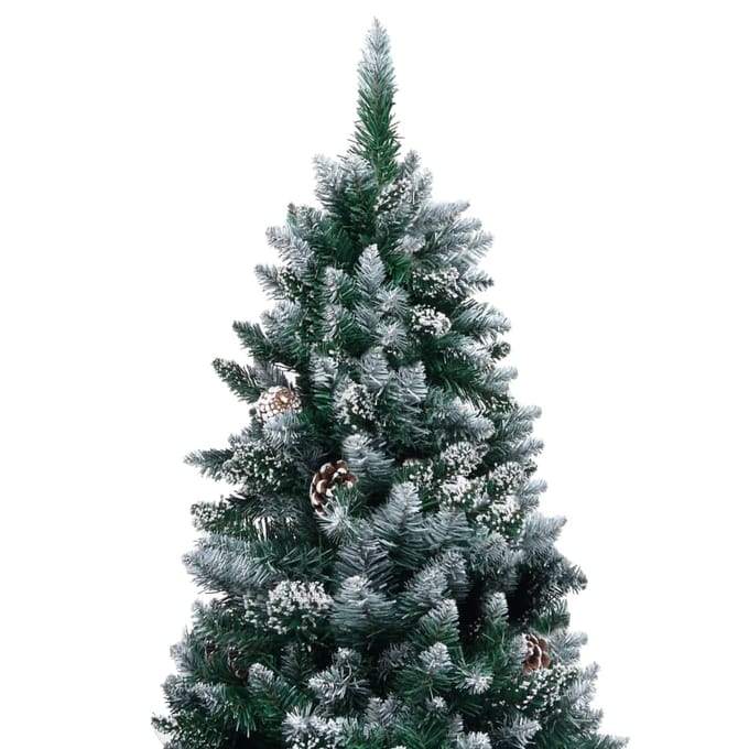 vidaXL - Kunstkerstboom - met - dennenappels - en - witte - sneeuw - 150 - cm