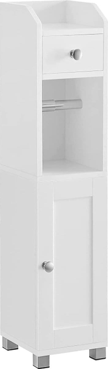 MIRA Home - Toiletkast - Badkamerkast - Wit - Hout - 20x18x76,7cm