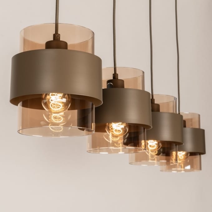 Lumidora Hanglamp 75527 - EIXAMPLE - 4 Lichts - E27 - Bruin - Metaal