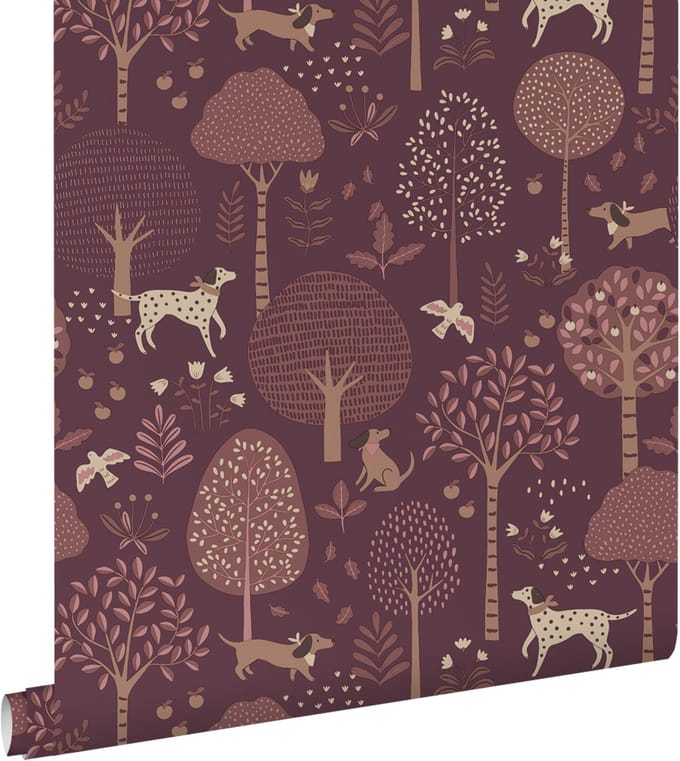 ESTAhome behang honden paars - 50 x 900 cm - 132225