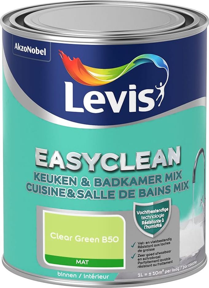 Levis - Easyclean Keuken & Badkamer Mix - Clear Green B50 - Mengverf - 1 L