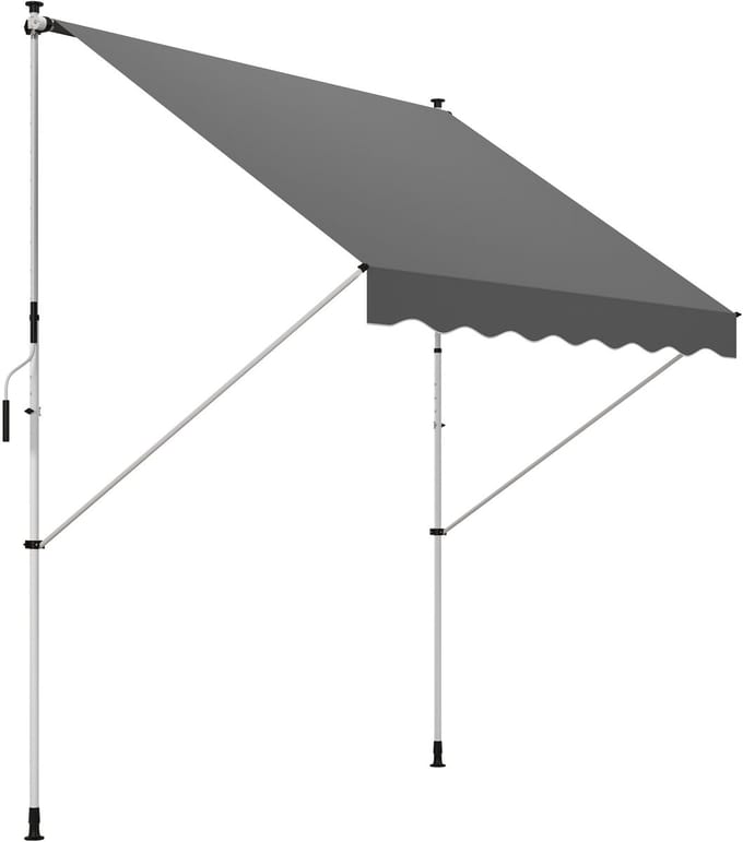 Outsunny - Luifel - met Zwengel - 3 x 1,5 m - Grijs