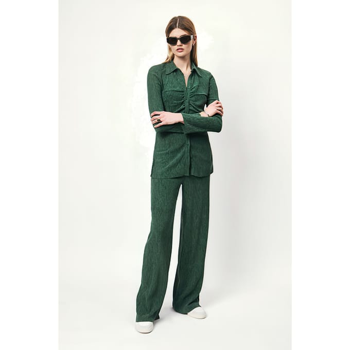 Dante6 Candice Plissé Shirt Deep Emerald Maat: 38 | Blouses Outlet | Dames | Groen