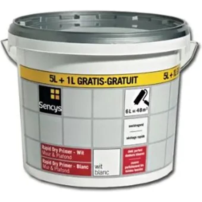 Sencys Rapid Dry Primer - Muur En Plafond - Wit - 6l